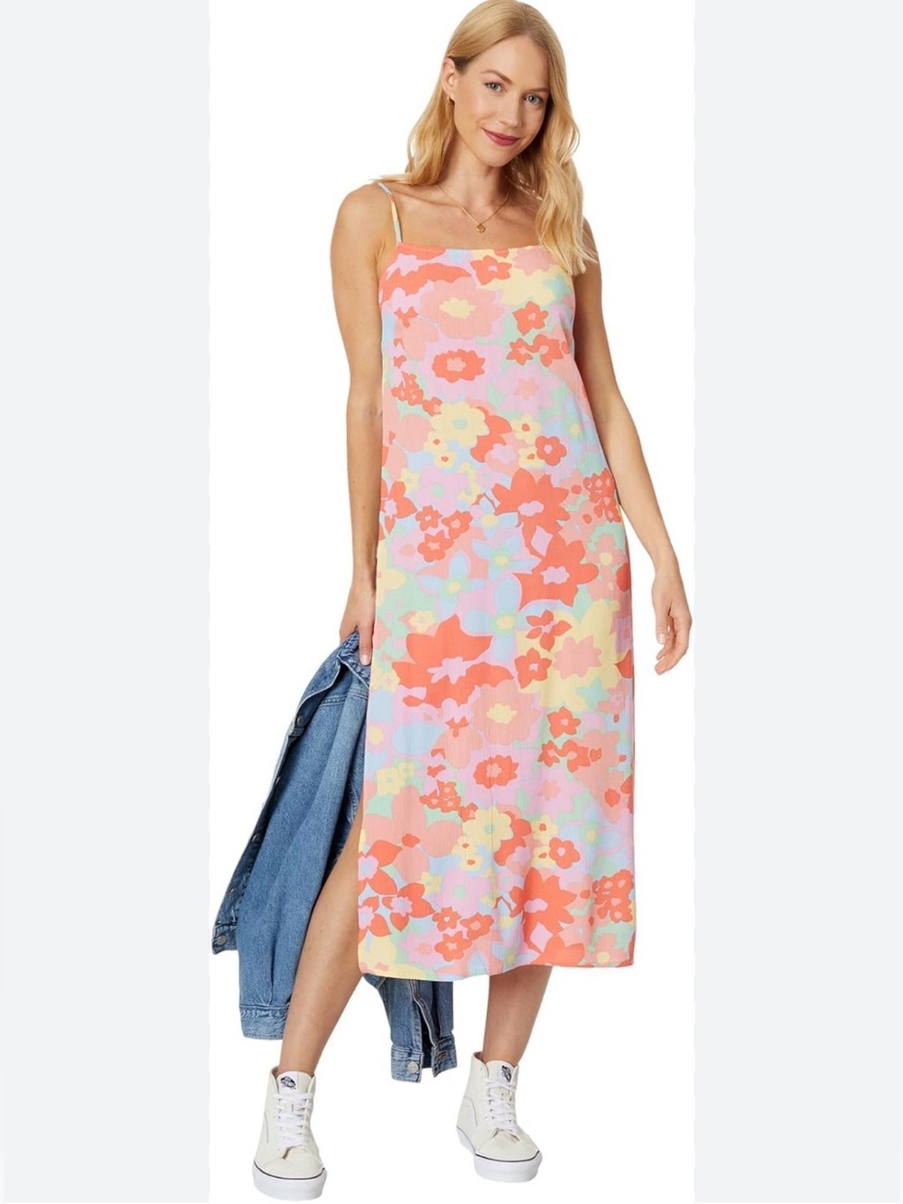 Billabong Weekend Waves Midi Dress Bohemian Beach Floral Size Large
